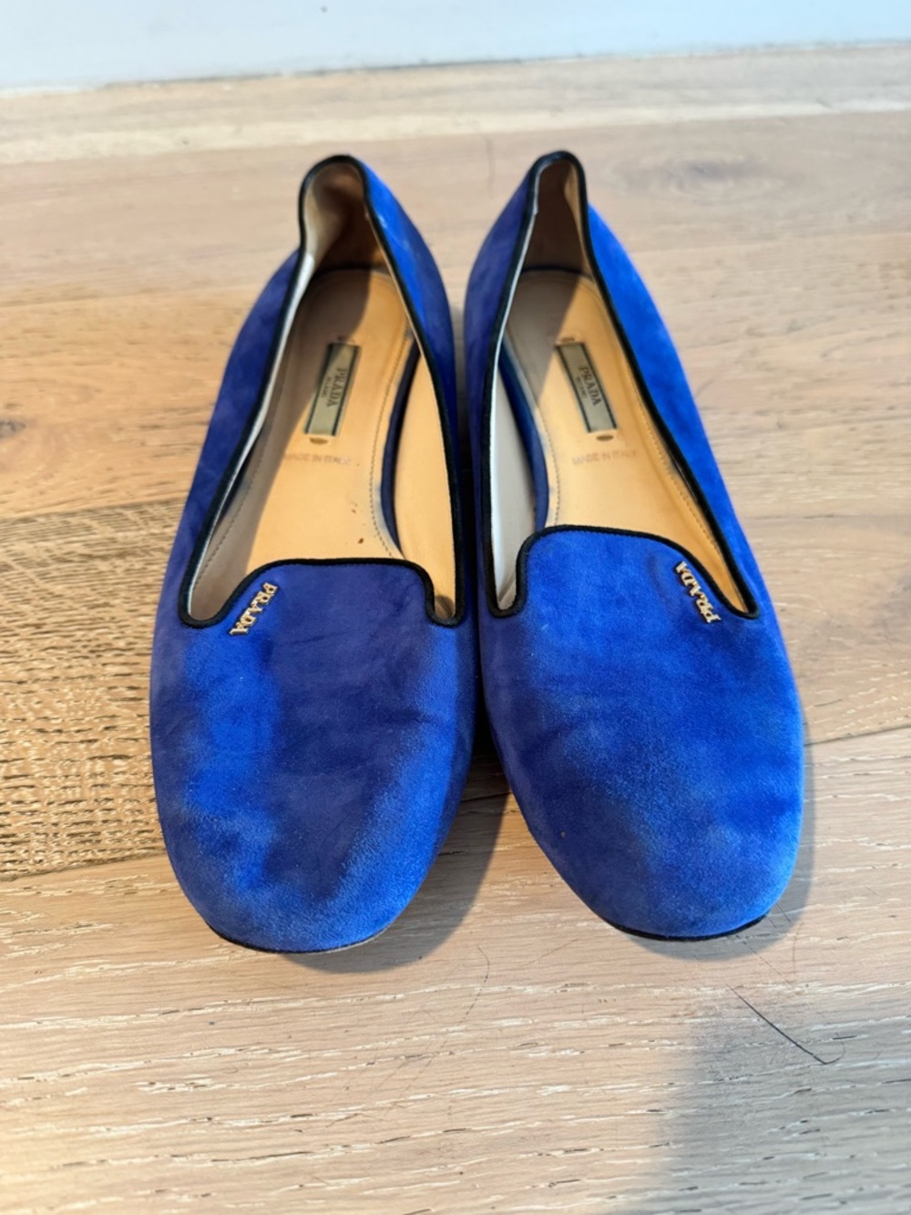 Prada Royal Blue Suede Slip-On Loafers